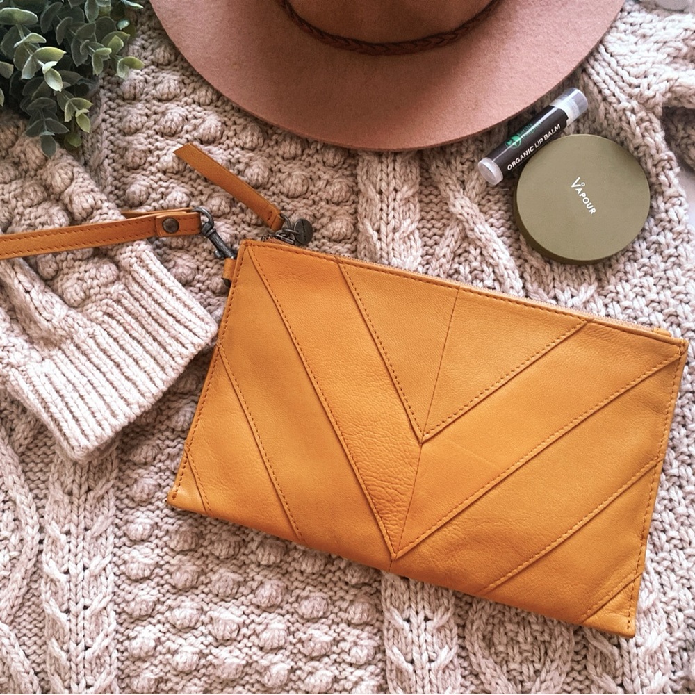 Lucky Brand Rayla Saffron Leather Wristlet